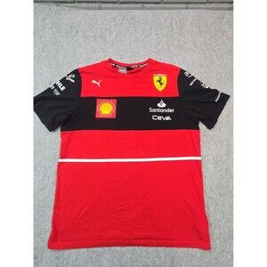 PUMA Ferrari Charles Leclerc #16 F1 Racing Shirt Men's L Red Black 2022